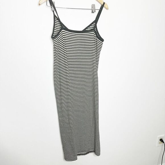 n:PHILANTHROPY STRIPED Tank midi DRESS black white cotton womens large L - Picture 5 of 7